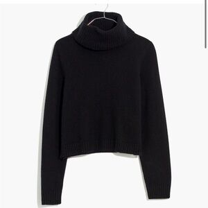 Madewell (re)sourced cashmere crop turtleneck sweater black